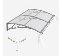 Toldo para puerta exterior con drenaje, 200 x 80 cm, protección UV UPF50+, panel de policarbonato resistente a la lluvia y a la nieve, barra de aluminio duradera para casa, porche, patio, terraza