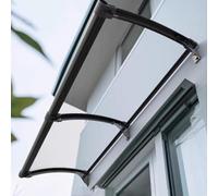 Toldo para puerta exterior con soporte, cubierta de porche en forma de arco para protección solar y lluvia (100 x 200 cm), protector de entrada de policarbonato duradero