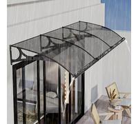 Toldo para puerta exterior con soporte de aluminio, cubierta impermeable para patio para lluvia y sol, refugio de puerta delantera con sistema de drenaje eficiente