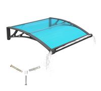 Toldo para puerta exterior, impermeable y protección UV, 120 x 80 cm, soporte ABS duradero, barra de aluminio, panel de policarbonato, refugio impermeable para patio, porche, terraza