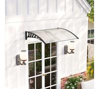 Toldo para puerta exterior Outsunny, techo para puerta exterior hecho de policarbonato duradero y aluminio, protección contra la lluvia y rayos UV para terraza, balcón, 122x89 cm, Blanco