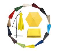 Toldo para sombrilla de jardín duradero y resistente a los rayos UV, se adapta a 200 cm, 270 cm, 300 cm, con 6 y 8 varillas, color amarillo, para patio al aire libre, terraza y patio trasero