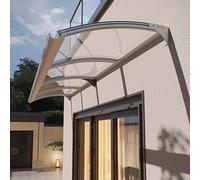 Toldo para ventana al aire libre, cubierta impermeable con protección UV para puerta delantera, policarbonato y aluminio, parasol y protector de lluvia (65 x 370 cm)
