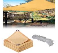Toldo rectangular beige para exteriores, 8 x 19 m, para jardín, pérgola, piscina y plantas, con ojales y cuerdas para una fácil instalación