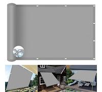 Toldo rectangular de 1,2 x 3,8 m, 98 % de bloqueo UV, toldo para exteriores, patio, césped, jardín, color gris claro con 4 cuerdas para una fácil instalación