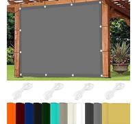 Toldo rectangular de 1,6 x 5,5 m, 98 % de poliéster con protección UV, para jardín, patio, balcón, fácil instalación, con ojales y cordones, color gris claro