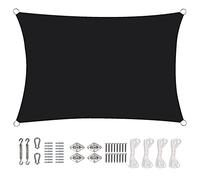 Toldo rectangular de 4 x 4,5 m, impermeable, protección UV, 95% de bloqueo UV, refugio para jardín, patio, balcón, toldo negro
