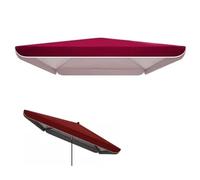 Toldo rectangular de repuesto para sombrilla de 6.5 x 6.5 pies, 8 x 8 pies, 10 x 10 pies, resistente a los rayos UV, cubierta superior cuadrada para sombrilla, color burdeos, 4 varillas, ideal para