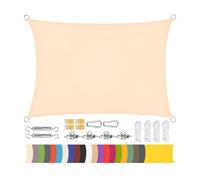 Toldo rectangular de tela Oxford impermeable 420D para jardín, patio, balcón y fiestas al aire libre, toldo con protección UV con accesorios (crema, 2 x 5 m)