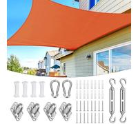 Toldo rectangular impermeable de 4 x 4 m, color naranja, protección UV para balcón, jardín, patio, incluye kit de instalación, toldo impermeable para exteriores