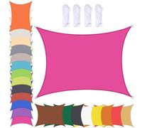 Toldo rectangular impermeable de 4 x 4 m, toldo de protección solar al aire libre para patio, 90 % de protección UV, ojales color rojo rosa, perfecto para uso en jardín y terraza