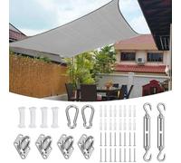 Toldo rectangular impermeable de 5 x 5 m, color gris claro, protección UV para balcón, jardín, terraza, incluye kit de montaje, toldo al aire libre para protección solar