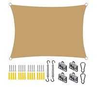 Toldo rectangular para balcón, 2 x 6 m, duradero, color crema, para jardín, balcón y terraza, protección UV, resistente a la intemperie, fácil instalación