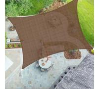 Toldo rectangular para exteriores, resistente a los rayos UV, para patio, jardín, pérgola, estanque, color marrón, 4 x 4 m, toldo permeable con bordes curvos