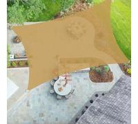 Toldo rectangular resistente a los rayos UV, 4 x 4 m, color arena, para exteriores, toldo permeable para jardín, patio, estanque, pérgola, diseño de bordes curvos