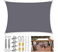 Toldo rectangular resistente de 3 x 5 m para cochera, patio, terraza y piscina, resistente a los rayos UV, color gris, con kit de fijación, cubierta duradera para exteriores