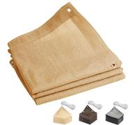 Toldo rectangular transpirable duradero y resistente al desgarro para patio, jardín, balcón, terraza, ligero y plegable, color beige, 3 x 5 m