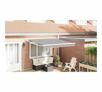 Toldo retráctil, 300 x 250 cm, poliéster, color gris claro | Mecanismo extensible, diseño moderno, para jardín patio patio, kit completo con marco