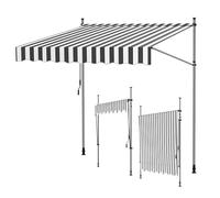 Toldo retráctil ajustable de funcionamiento manual, protección UV para uso en exteriores, 215-310 cm de altura, perfecto para patio, balcón, jardín, ventanas (gris-blanco, 400 x 120 cm)