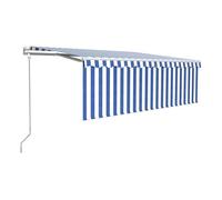 Toldo retráctil automático con persiana 4,5x3 m azul y blanco vidaxl