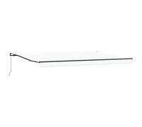 Toldo Retráctil Blanco 500 x 350 cm Poliéster Aluminio | Mecanismo de manivela, marco de aluminio recubierto de polvo, montaje en pared, kit de instalación completo