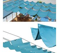 Toldo retráctil con forma de onda, impermeable, protección UV 95% para jardín y terraza al aire libre, color azul, 1 x 6 m (ancho x largo) con ojales y cuerda, toldo para patio