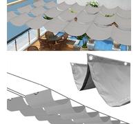 Toldo retráctil con forma de onda, protección UV, 95 %, impermeable, para uso en exteriores, color gris, 1,5 x 8 m, ideal para jardín, terraza con ojales y cuerda.