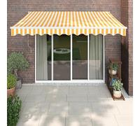 Toldo retráctil de 3 x 2,5 m para patio, plegable manual, impermeable, protección UV, para terraza, jardín, balcón, exterior, color blanco
