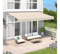 Toldo retráctil de 4 x 2 m con manivela de aluminio, toldo plegable manual para pared/techo UV50+, perfecto para patio y balcón al aire libre (gris)