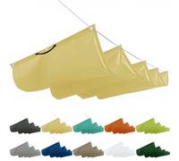 Toldo retráctil de 4 x 8 m para patio y balcón, toldo duradero con ojales y cuerda, ideal para refugio al aire libre, color arena, protección UV y fácil instalación