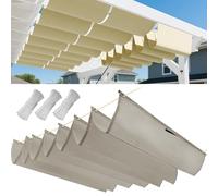 Toldo retráctil de onda 4 x 4 m (ancho x largo), cubierta de sombra ajustable, impermeable, protección solar contra la radiación UV para pérgola de jardín, color caqui