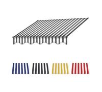 Toldo retráctil de tela de repuesto a rayas de 4 x 2,5 m y 5 x 2,5 m, perfecto para jardín, balcón, mercado, color negro, también disponible en 4 tamaños y elegante