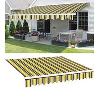 Toldo retráctil de tela de repuesto para patio, toldo personalizable para exteriores, 6 x 2 m, cubierta de balcón a rayas amarillas, refugio duradero para terraza y patio