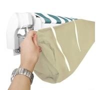 Toldo retráctil de tela Oxford 420D, impermeable, para jardín, resistente al viento, refugio de patio, protector de persiana enrollable para exteriores, color beige (254 x 21,6 x 30,5 cm)