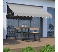 Toldo retráctil gris de 400 cm x 120 cm, sin agujeros, fácil instalación, 3 m de ancho, altura ajustable de 215 a 310 cm, poliéster y aleación de acero