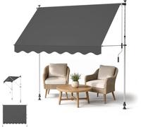 Toldo Retráctil Manual Ajustable 86-122 - Toldo Resistente A Los Rayos UV E Impermeable para Patio, Balcón, Jardín Y Terraza - La Solución Dar Sombra Al Aire Libre Gray 118x47