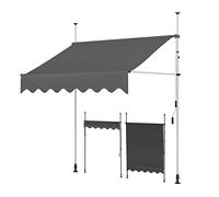 Toldo retráctil manual, altura ajustable, resistente a los rayos UV y al agua, toldo de poliéster, perfecto para protección de balcón, solución de sombra al aire libre, fácil instalación.