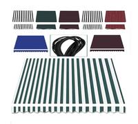 Toldo retráctil manual de poliéster resistente al agua de 11 x 5 pies para patio, refugio para exteriores, rayas verdes y blancas, ideal solo para cubiertas y mercados