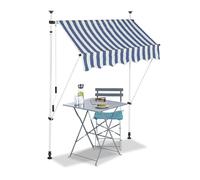 TOLDO RETRÁCTIL MANUAL PARA PATIO Y TERRAZA 150x120cm BLANCO Y AZUL