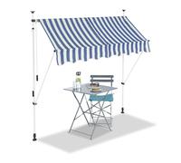 TOLDO RETRÁCTIL MANUAL PARA PATIO Y TERRAZA 200x120cm BLANCO Y AZUL