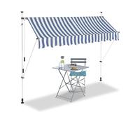 TOLDO RETRÁCTIL MANUAL PARA PATIO Y TERRAZA 250x120cm BLANCO Y AZUL