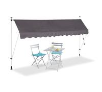 TOLDO RETRÁCTIL MANUAL PARA PATIO Y TERRAZA 350x120cm GRIS ANTRACITA