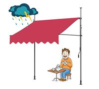 Toldo retráctil manual, sin tornillos, con manivela, altura ajustable, resistente a los rayos UV y al agua, perfecto para protección de balcón y jardín