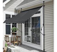 Toldo retráctil manual, sin tornillos, para exteriores, con manivela de mano, resistente a los rayos UV y al agua, para terraza, balcón y patio (color: gris)