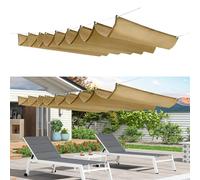 Toldo retráctil ondulado de 180 x 910 cm, impermeable, resistente a los rayos UV, con kit de montaje para patio, péra, jardín y porche, protección solar para exteriores, color caqui