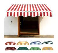 Toldo retráctil para jardín, 500 x 300 cm, color rojo y blanco, para exteriores, para patios, diciembre y jardines, protección UV y resistente a la intemperie