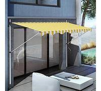 Toldo retráctil para patio, toldo manual para balcón, sin taladrar, altura ajustable con manivela de mano de 4 m, para terraza y jardín, fácil de instalar