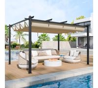 Toldo retráctil para pérgola, marco de aluminio, refugio para jardín, patio, patio trasero y terraza, resistente a la intemperie y diseño duradero