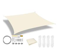 Toldo Retractil Sun Shade Sail Rectangle Canopy Waterproof Cover For Garden Outdoor Patio Deck Pergola Porch Tents(Cream with 47pc Kit,Rectangle 400x300CM)