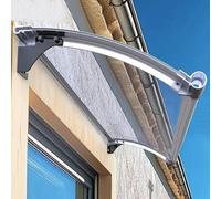 Toldo transparente para puerta - Entrada con soporte de aluminio, diseño moderno de una sola pendiente para proteger la puerta delantera, 65 pulgadas de ancho